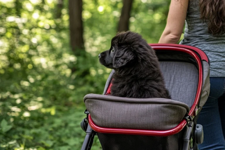 Portable pet stroller with storage basket